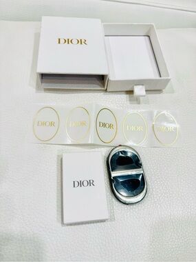 DIOR Silver Phone Ring Grip stand with mirror Luxury Packaging and stickers